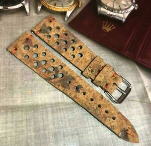【送料無料】腕時計　ヴィンテージイタリアレアルコルクラリーレーシングウォッチストラップタン18 19 20 21 22 24mm vintage italian real cork rally racing watch strap hm tan