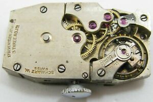 【送料無料】腕時計　ブラックムーブメントearly watch schwarz w movement 17 jewels 3 adj rectangle shape