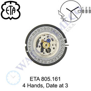 【送料無料】腕時計　ムーブメントスイスgenuine eta 805161 watch movement swiss 4 hands, date at 3 14,985円