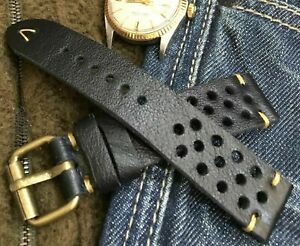 【送料無料】腕時計　ヴィンテージイタリアカーフレザーラリーレーシングウォッチストラップvintage italian genuine calf leather rally racing watch strap hm 20 21 22 24mm