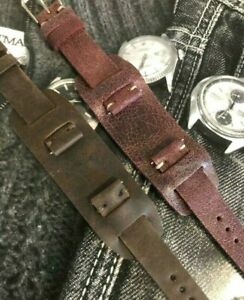 【送料無料】腕時計　イタリアヴィンテージカーフレザーウエストウォッチストラップオリーブitalian vintage genuine calf leather bund watch strap hm 16 17 18 19 20mm olive