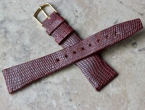 【送料無料】腕時計　オックスブラッドカラーテーパーレザートカゲパターンヴィンテージウォッチストラップpopular oxblood color tapered leather lizard pattern 19mm vintage watch strap
