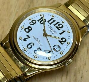 【送料無料】腕時計　ヴィンテージヘルブロスメンズゴールドトーンアナログクォーツウォッチバットvintage helbros mens easy read gold tone analog quartz watch hours~date~ batt