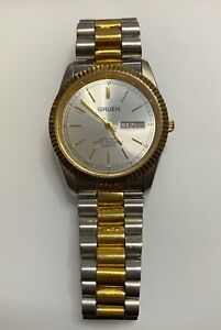 【送料無料】腕時計 ヴィンテージメンズクォーツバッテリーvintage gruen mens quartz wrist watch battery working with date|hokushin
