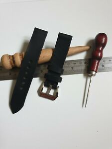 【送料無料】腕時計　ハンドメイドウォッチストラップホルウィーンブラックレザー