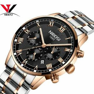 【送料無料】腕時計　ニボシメンズステンレスクォーツタイプ2019 nibosi mens 43mm stainless steel gold silver quartz watch multiple types