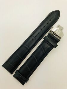 【送料無料】腕時計　ティソブラックレザーウォッチストラップシルバーバックル