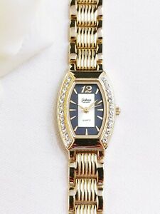 【貨物輸送無料】ウオッチ エルギンゴールドトーンバッテリーレディースラインストーンluxury galaxie elgin quartz wrist watch gold tone  battery ladies rhinestone