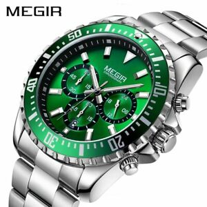 【送料無料】腕時計　メンズクロノグラフクォーツステンレススチールウォッチmegir mens chronograph quartz 46mm stainless steel watch multiple colours