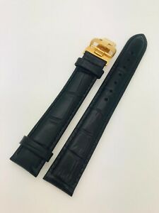 【送料無料】腕時計　ティソブラックレザーウォッチストラップゴールドバックル