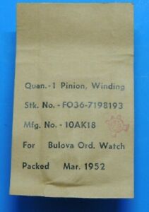 【送料無料】腕時計　ヴィンテージブローバピニオンgenuine vintage military bulova ordinance watch pinion winding parts 1952 nip 14,386円