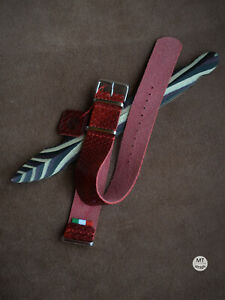 【送料無料】腕時計　シントゥリーノロッソレザーウォッチストラップアーティジナーレハンドメイド22 mm cinturino rosso leather watch strap nato artigianale mtstraps handmade