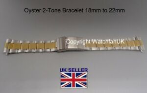 【送料無料】腕時計　カーブエンドトーンスチールオイスターブレスレットフィット2tone steel oyster bracelet with curved ends fits rlx 18mm 20mm 22mm