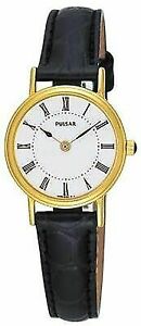 【送料無料】腕時計　パルサーレディースゴールドメッキレザーストラップウォッチpulsar ladies gold plated leather strap watch pta194x1 pnp