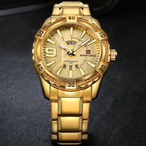 【送料無料】腕時計　メンズゴールドステンレススチール46mm naviforce mens gold watches man male stainless steel gifts for him bf dad