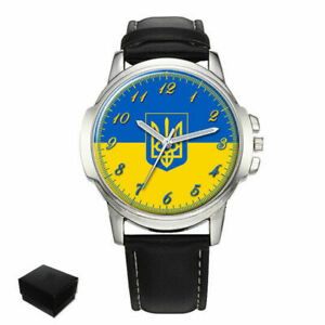 【送料無料】腕時計　ウクライナウクライナプレゼントukraine ukrainian flag gents mens wrist watch birthday gift engraving