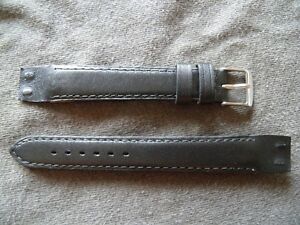 【送料無料】腕時計　ブレスレットノワールヴォーボックスベリタブルアラメルズドアンセスフィックススーセス16 mm bracelet noir veau box veritable a lamelles pour anses fixes soudees
