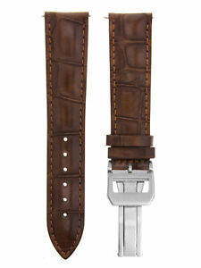 【送料無料】腕時計　パイロットポルトガルライトブラウンレザーウォッチストラップクラスプ19mm leather watch strap deployment clasp for iwc pilot portuguese light brown