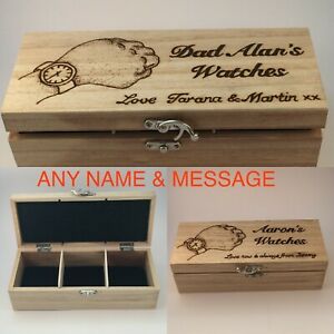 【送料無料】腕時計 ボックスパーソナライズピログラフィーwooden watch box personalised pyrography gift