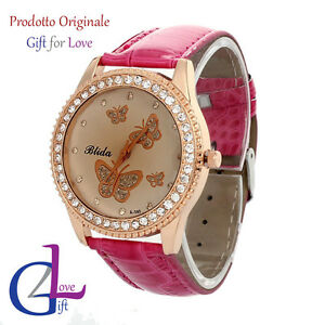 【送料無料】腕時計 オロロギドナペレスワロフスキーエレメンツオリジナルクリスタリファルファレorologio donna pelle swarovski elements originale g4love cristalli farfalle