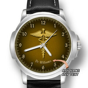 【送料無料】腕時計　パーソナライズスタッフメンズリストウォッチベストpersonalised doctor medical staff student name mens wrist watch best gift