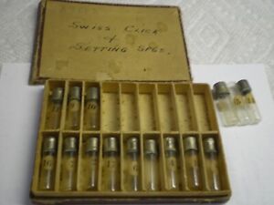 【送料無料】腕時計　アンティークウォッチパーツスプリングオリジナルウッドボックスロットlot of antique watch parts setting springs nos in original wood box