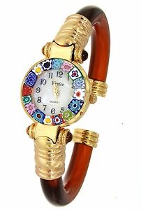 【送料無料】腕時計 ヴェトロディムラーノムリーナミレフィオーリオロロギオセレナマローンorologio serena marrone watch in vetro di murano murrina millefiori