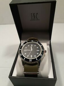 【送料無料】腕時計　インターナショナルコンセプトメンズグリーンレザーストラップウォッチinc international concepts inc mens green leather strap watch 40mm