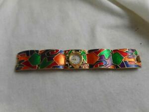 【送料無料】腕時計　カンヌクォーツマルチカラーエナメルシェイプブレスレットvtg cannes quartz amp;v multi color geometric enamel shapes 1 18 watch bracelet