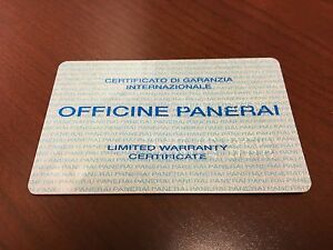 【送料無料】腕時計　ィチーネパネライカードスタンプ~very rare~ icine panerai warranty card stamped and dated