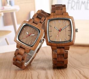 【送料無料】腕時計　ナチュラルウッドハーススクエアnatural wood wristwatch his amp; hers square wooden watch
