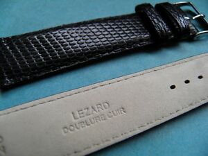 【送料無料】腕時計　トップクアリブレスレットエンレザードベリチュブルノワールクースファブリケーションフランセーズ18 mm top qualite bracelet en lezard veritable noir cousu fabrication franca
