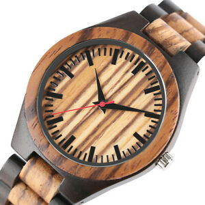 【送料無料】腕時計　エボニーシブラウッドnatural ebony amp; zebrawood wristwatch wooden watch