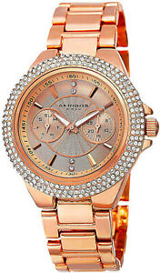 【送料無料】腕時計　アクリブスクリスタルベゼルローズゴールドウォッチ akribos xxiv ak789rg womens crystal bezel multifunctional rose gold watch