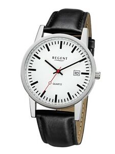 【送料無料】腕時計　リージェントメンズウォッチアナログレザーブラックregent herrenuhr f1027 analog leder schwarz｜hokushin