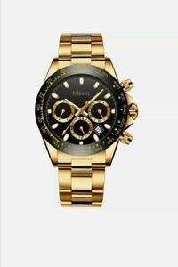 【送料無料】腕時計　メンズエディソンゴールドクロノグラフムーブメントステンレスmens edison automatic watch gold chronograph movement stainless steel rrp &pound;650｜hokushin 17,736円