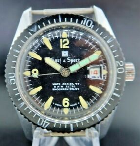 【送料無料】腕時計　ヴィンテージサーフスポーツマニュアルダイバースイスランニングvintage surf amp; sport manual wind mens divers wristwatch swiss made running｜hokushin