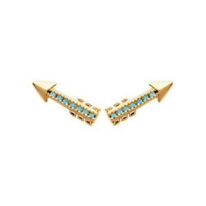 【送料無料】ジュエリー・アクセサリー ターコイズメッキイヤリングpuces doreilles en plaque or fleche pave en turquoises de synthese bleu