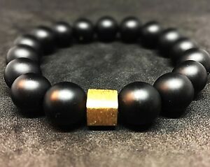 【送料無料】ジュエリー・アクセサリー マットスターリングシルバーゴールデンパールブレスレットonyx mat 925er sterling argent dore bracelet de perles 12 mm