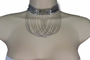【送料無料】ジュエリー・アクセサリー シルバーメッシュメタルラージコートネックレスファッションジュエリーチェーンドレープfemme argent maille metal large court collier mode bijoux chaines drape