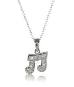 【送料無料】ジュエリー・アクセサリー ジルコーネシルバースターリングネックレスキーミュージックノートclef musique note avec wclear zircone argent sterling collier