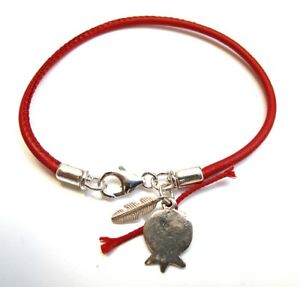【送料無料】ジュエリー・アクセサリー ザクロスターリングシルバーカバラブレスレットkabbalah red string bracelet for prosperity feather pomegranate sterling silver