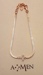 【送料無料】ジュエリー・アクセサリー アーメンブラッチャレアルジェントドラトローザクローチェコンジルコニamen bracciale argento dorato rosa croce con zirconi bcrr