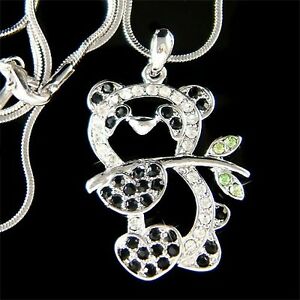 【送料無料】ジュエリー・アクセサリー パンダクマクリスタルスワロフスキーネックレスnoir blanc panda ours avec cristal swarovski bambou chinois chine collier