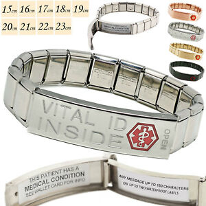 【送料無料】ジュエリー・アクセサリー スチールアラートブレスレットラベルacier life saving alerte medicale sos id bracelet 150 lettres sur eau etiquettes