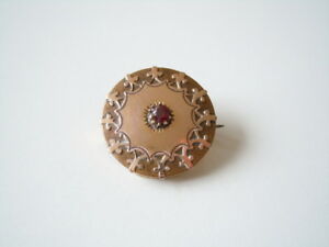 【送料無料】ジュエリー・アクセサリー リトルゴールデンラウンドブローチグレナトvieux petit ronde dore broche avec grenat 5,0 g o 2,2 cm