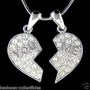【送料無料】ジュエリー・アクセサリー クリスタルスワロフスキーベストフレンズブロークンハートラブネックレスvous moi avec cristal swarovski meilleur amis casse coeur amour collier