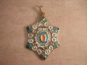 【送料無料】ジュエリー・アクセサリー ブロンズエナメルヴィンテージビジューペンダントpendentif vintage bijou en bronze et email