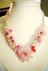 【送料無料】ジュエリー・アクセサリー ピンクホワイトクォーツネックレスcollier quartz rose et blanc bxc 023pi