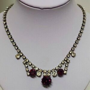 【送料無料】ジュエリー・アクセサリー ジュエルシルバーメタルネックレスホワイトクリスタルパープルアメチステancien bijou collier metal argente cristal blanc et violet amethyste e150